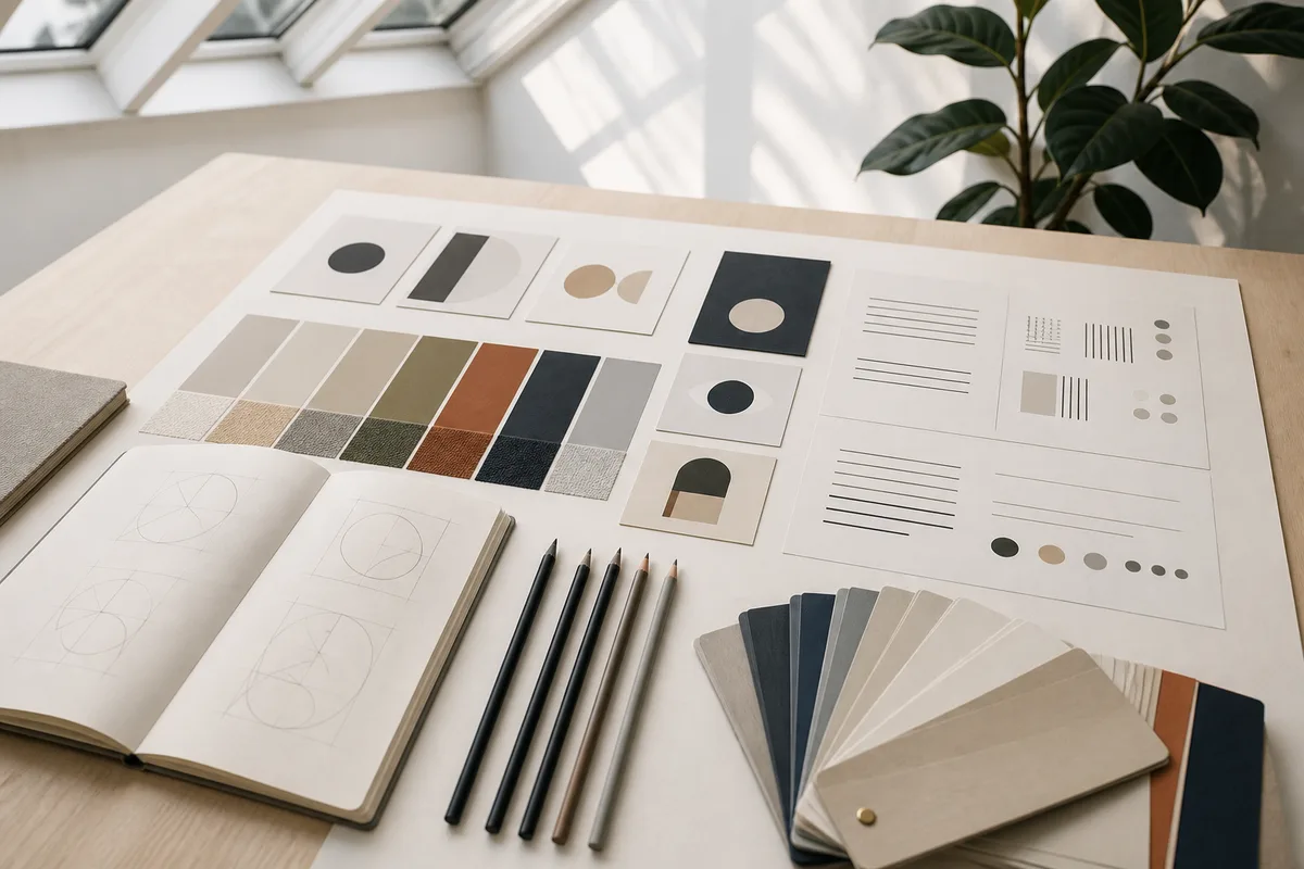 Planche de marque réunissant palette, typographies et déclinaisons de logo
